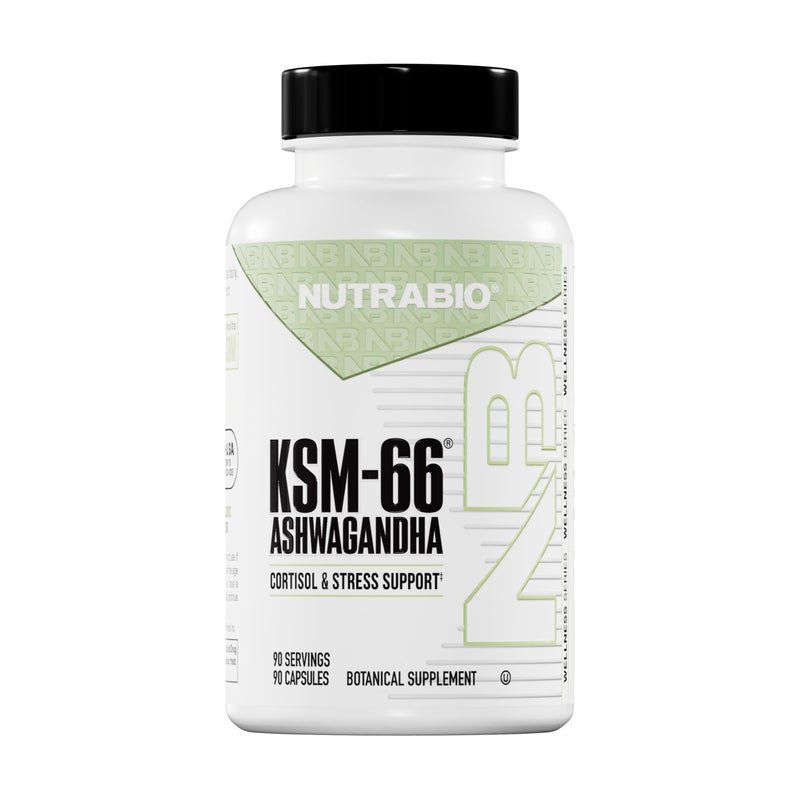 NutraBio Ashwagandha KSM66 Ashwaganda Herbal Supplement for Stress Mood Performance 600 MG of Clinically Studied KSM66 90 Capsules
